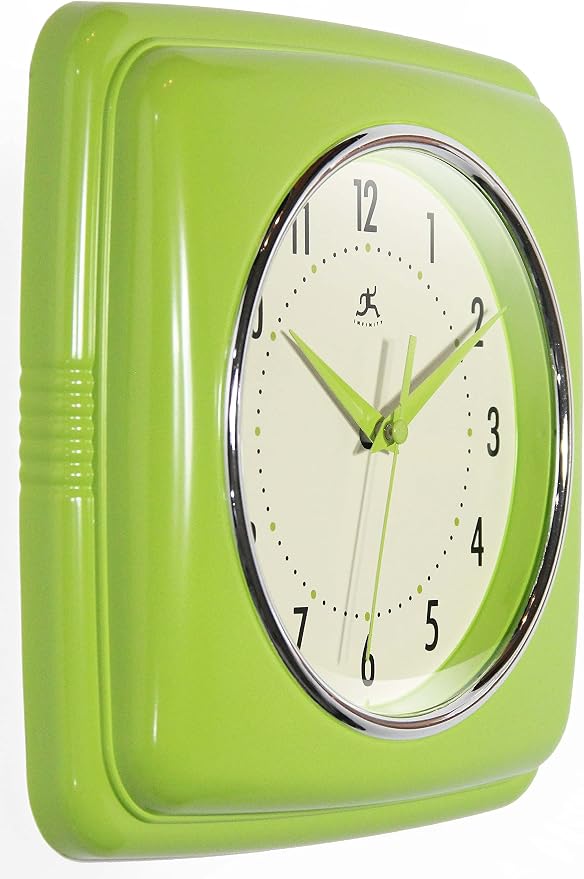 Infinity Instruments Retro Wall Clock – 9-Inch Square Silent Non-Ticking - Image 3
