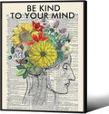 Be Kind To Your Mind Quote Poster Prints Mental Health Canvas Wall Art 08x10 by Medpol