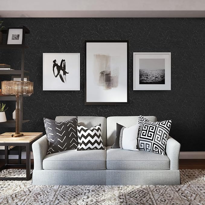 Cohoo Home Black Silk Peel and Stick Wallpaper - Image 5