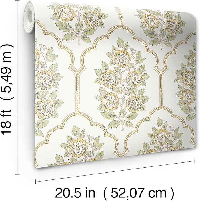 NuWallpaper x Society Social Floral Bazaar Ochre Peel and Stick Wallpaper - Image 9