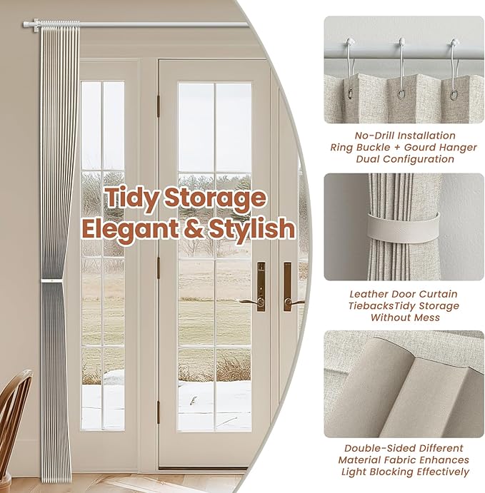 AJAZZ Blackout Accordion Door Curtain 98"x84" Cream White - Image 5