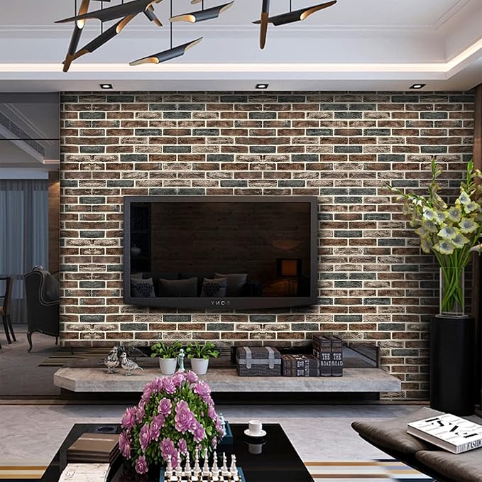 20-Pack 104 Sq.Ft 3D Wall Panels Peel and Stick 3D Faux Brick Wallpaper Peel - Image 2