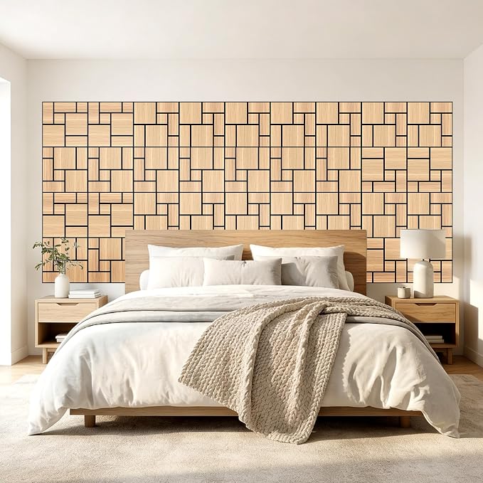 Mollywell Acoustic Panels, PVC Wood-Grain Decor, 12x12 Inch Carved Pattern - Image 8