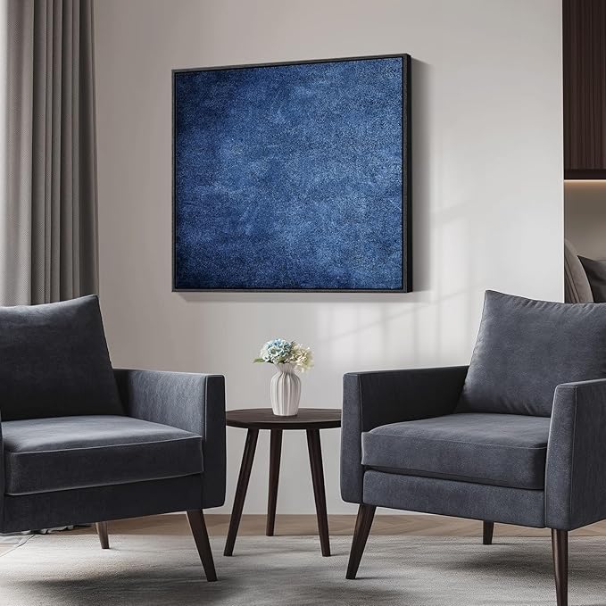 Large Framed Navy Blue Abstract Wall Art - Image 4