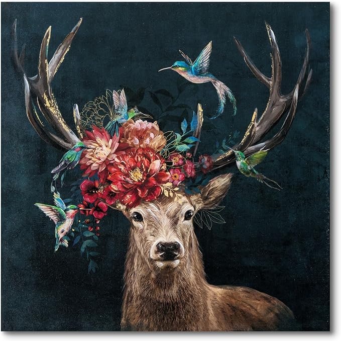 JolyWell Deer Canvas Wall Art by JolyWell