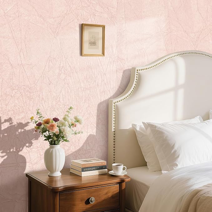 Pastel Pink Wallpaper Peel and Stick Velvet Wallpaper Pink Contact Paper Self - Image 2