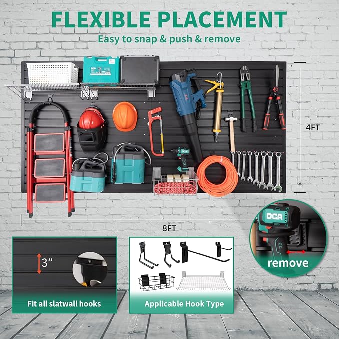 FRAYSCENT Slat Wall Paneling Garage Slat Wall Storage Systems Slatwall Panels - Image 5
