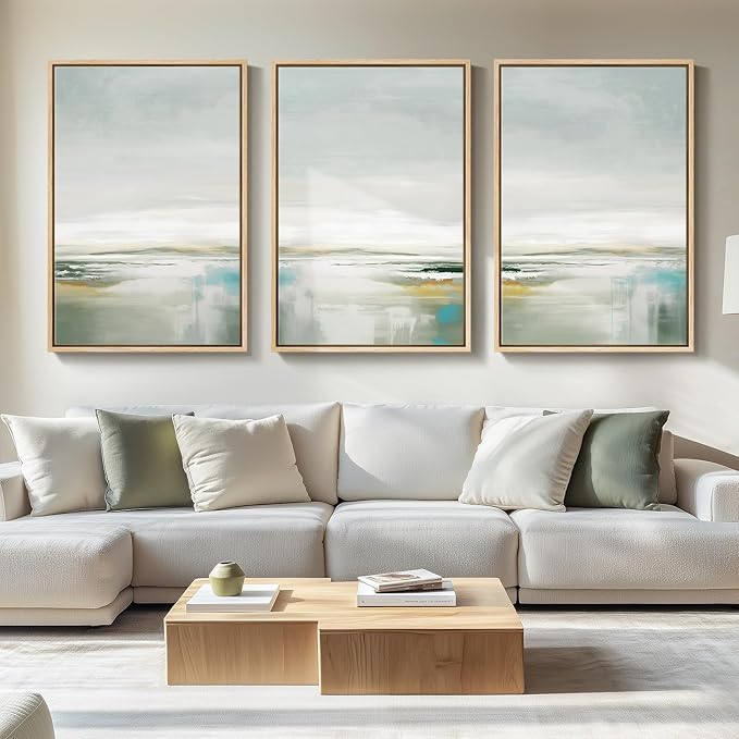 Large Framed Green Abstract Landscape Wall Art by Cuspin