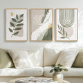 Large Framed Boho Sage Green Abstract Wall Art by MXART