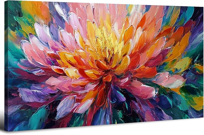 Abstract Lotus Wall Art Zen Wall Decor Large Colorful Lotus Flower Pictures by HOME