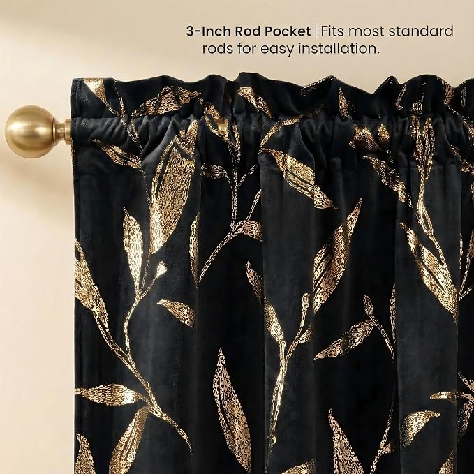 NICETOWN Black Velvet Curtains 2 Panels - Image 5