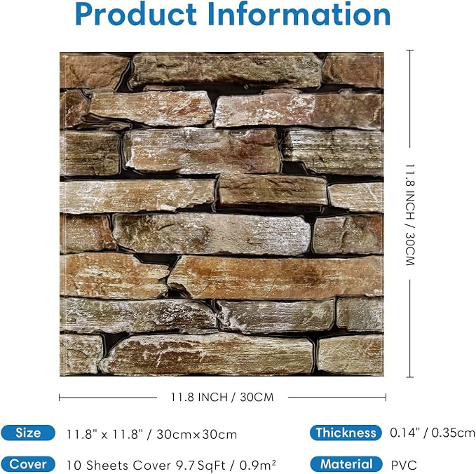 COMSTICKC 3D Faux Stone Wall Panel Peel and Stick Wall Sticker, Ultra-Light - Image 3