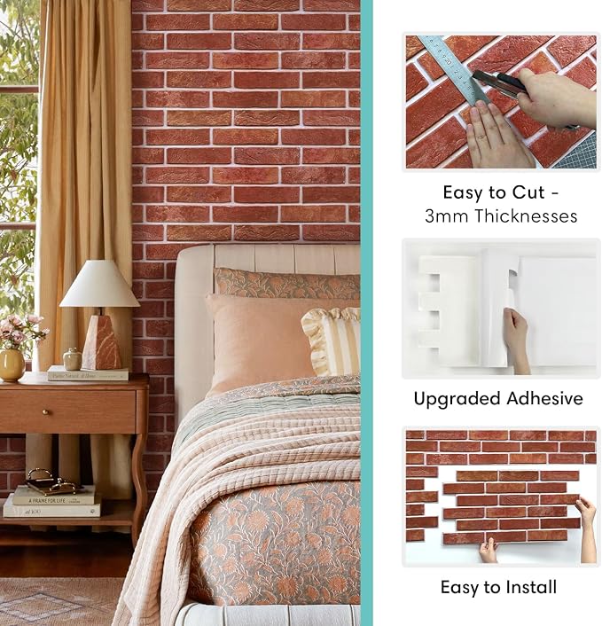 Commomy 3D Brick Wall Panels Peel and Stick - Image 5