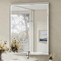 Silver Bathroom Mirror, 30x36 Inch Beveled Silver Vanity Mirror by QUEENFUN