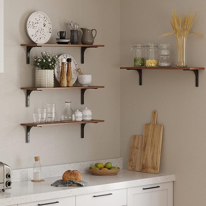 DINZI LVJ Long Wall Shelves, 31.5Inch Wall Mounted Shelves Set of 4, Extra - Image 6