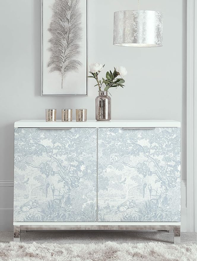 Heroad Peel and Stick Wallpaper Blue and White Vintage Forest Animals Floral - Image 9