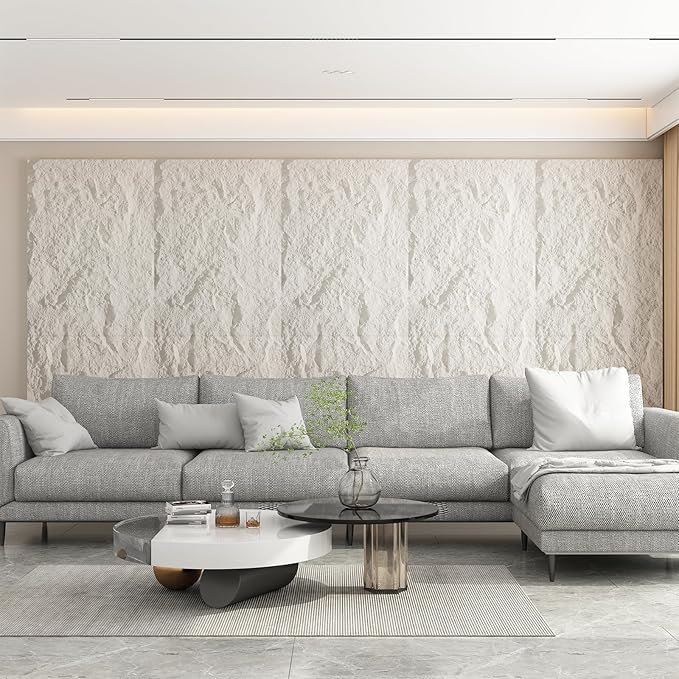 OUZUGIE 4 PCS Faux Stone Wall Panel 47.2’’ x 23.6’’ Interior Exterior Wall - Image 2