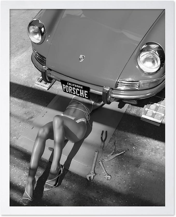 Poster Master Woman Under Classic Car Poster by PosterMaster