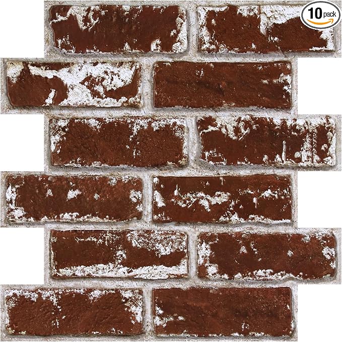 3D Faux Brick Wall Panels Peel and Stick, Small Brick-Look Textured Wall Sticker by SMOOSTIKCDECOR