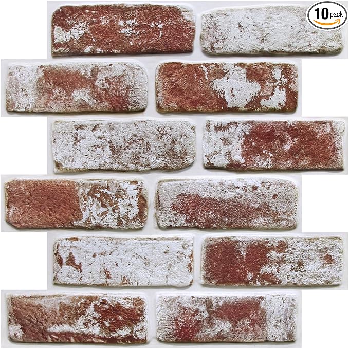 COMSTICKC 3D Faux Brick Wall Panels Peel and Stick, Small Size Self Adhesive by COMSTICKCDECOR