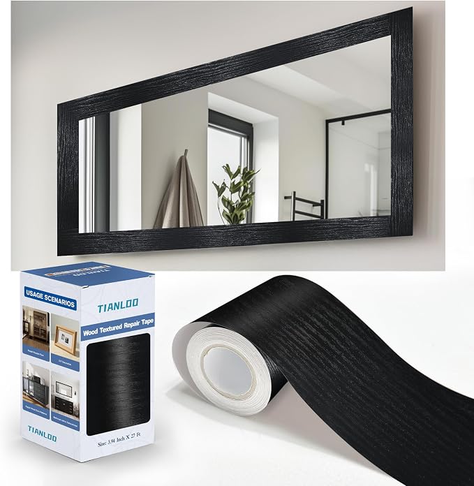 TIANLDD 27 FT Wood Grain Wallpaper Border, Removable Waterproof Mirror Border by TIANLDD