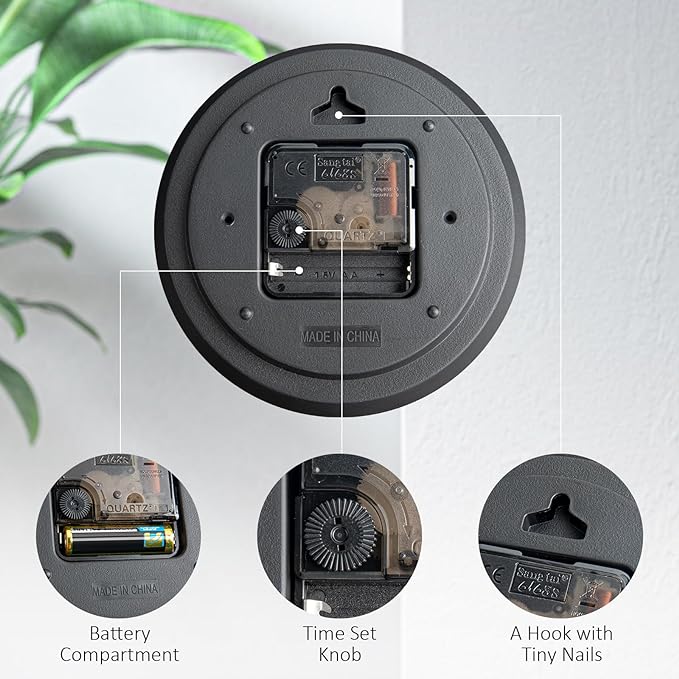 GLVSAE Wall Clock 12 Inches Non-Ticking Wall Clocks Battery Operated Large Easy - Image 3