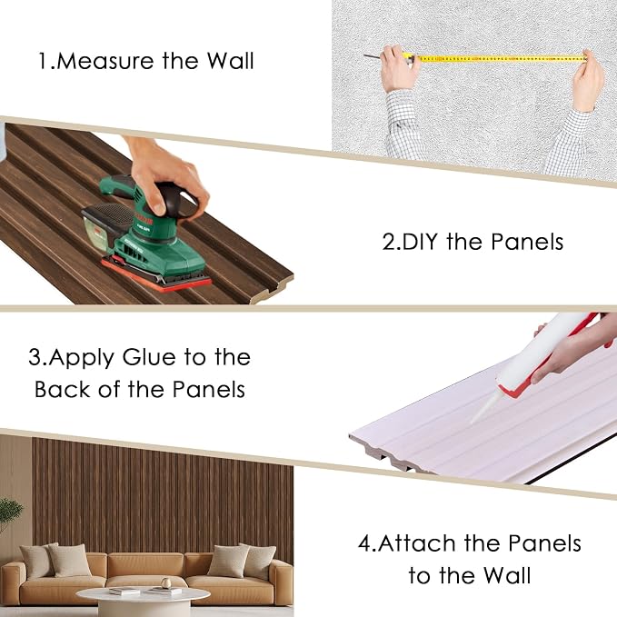 16-Pack 3D Slat Wall Panels, Easy-Install Soundproof Faux Wood Wall Panels - Image 7