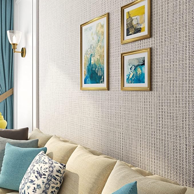 FunStick 24"x200" Grey Grasscloth Peel and Stick Wallpaper - Image 2
