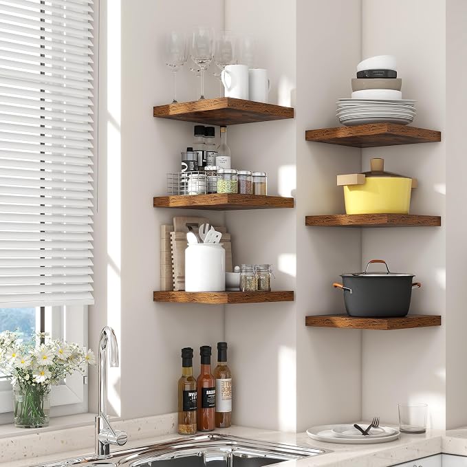 Square Floating Shelves for Wall 8"W x 8"D x 1.2"H, Small Engineered Wood Wall - Image 2