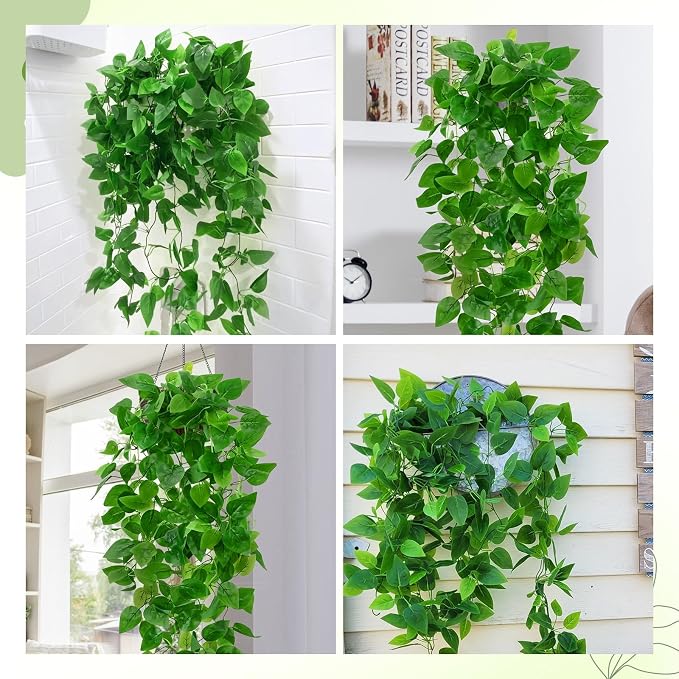 BLEUM CADE 4Pcs Fake Hanging Plants, 9 Branch Artificial Hanging Plant - Image 7