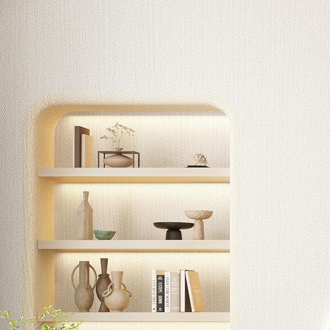 Haimin Fabric Wallpaper Textured Contact Paper White Peel and Stick Faux Linen - Image 4