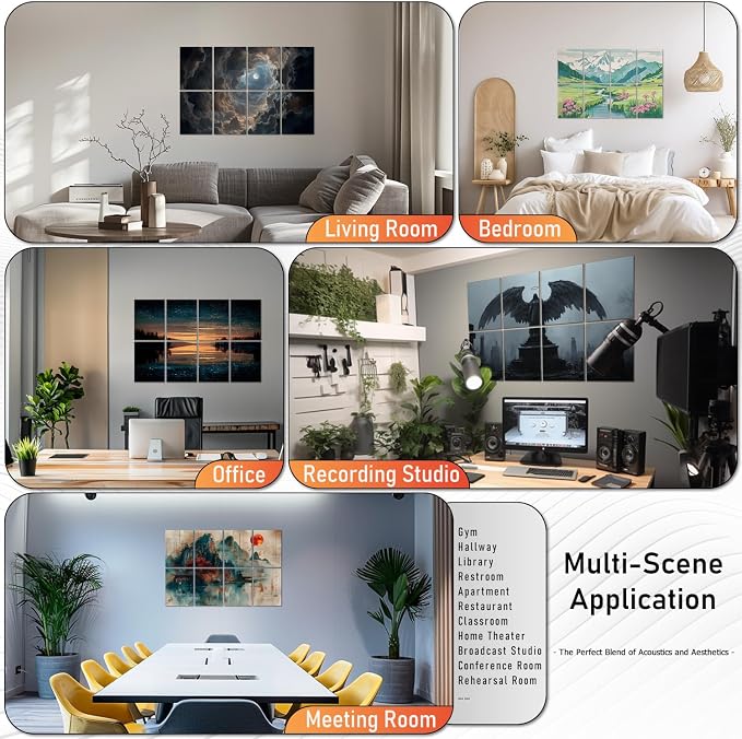 Art Acoustic Panels Tiles Decorative Room Sound Proof Foam Absorbing Panels - Image 5