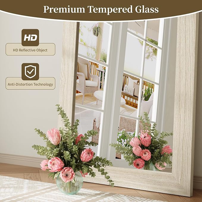 Syndra Modern Full Length Mirror Wood Frame, 65x24'' Large Floor Mirror - Image 6