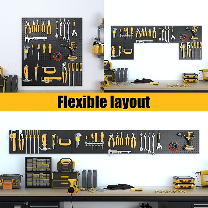 Spampur Peg Board, 6 Pack Metal Pegboard Panels Black Pegboards Wall Organizer - Image 5