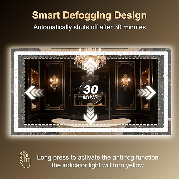 LED Bathroom Mirror, Smart Anti-Fog, Stepless Dimmable - Image 6