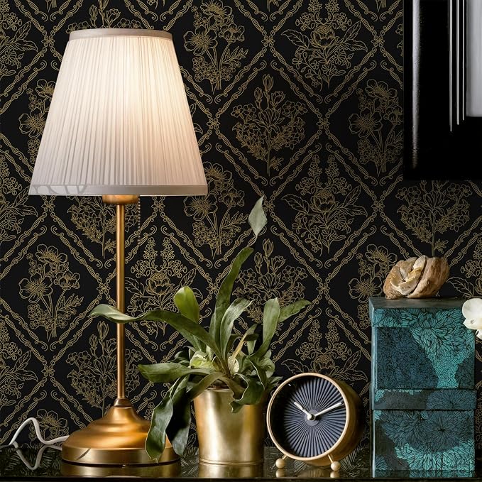 Toduso Peel and Stick Wallpaper Vintage Wall Paper Boho Contact Paper Black and - Image 9