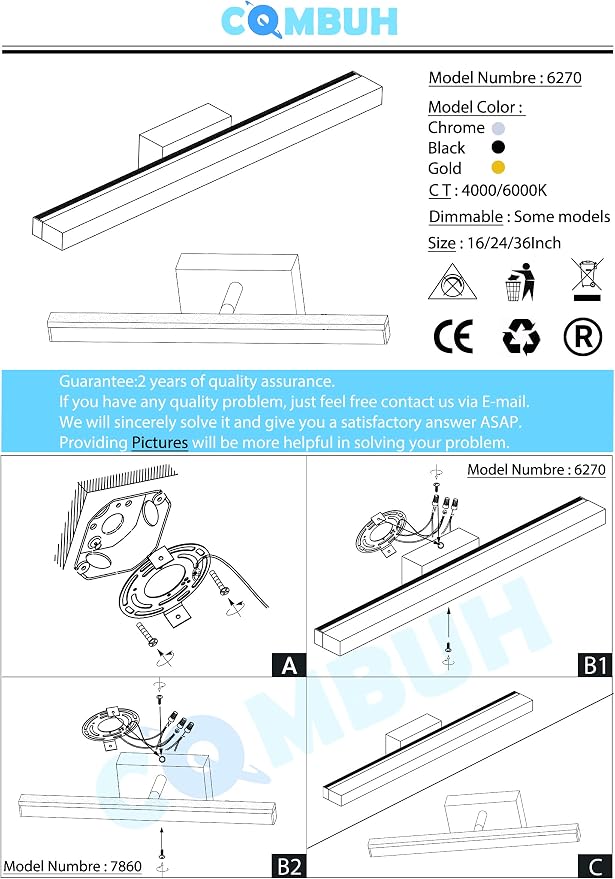 Combuh Modern Bathroom Vanity Light Fixtures Above Mirror Soft Shadow Free - Image 7
