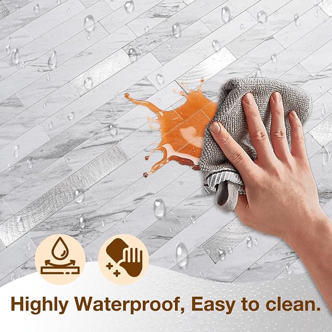 Peel and Stick Backsplash Tile Waterproof Removable PVC Wall Sticker 3D Faux - Image 4