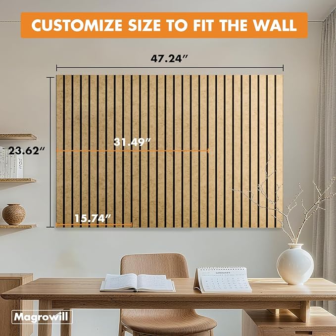 Cork Board Tiles for Wall with Push Pins, Removable 48" x 24" Slat Bulletin - Image 2