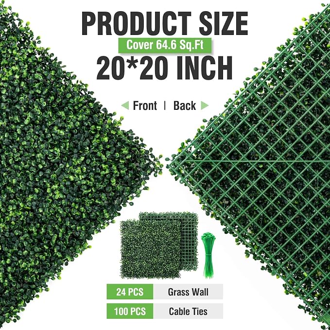 KASZOO 24 Pack 20"x20" Grass Wall Panels - Image 3