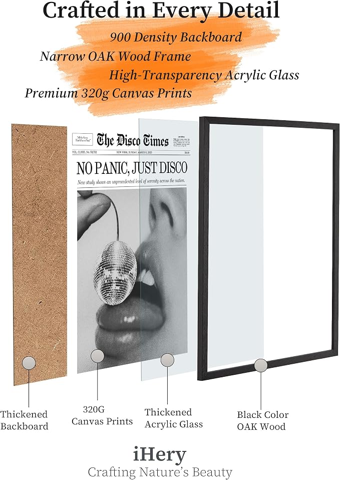iHery Premium Small Natural Black OAK Wood 8x10in No Panic Just Disco Trendy - Image 4