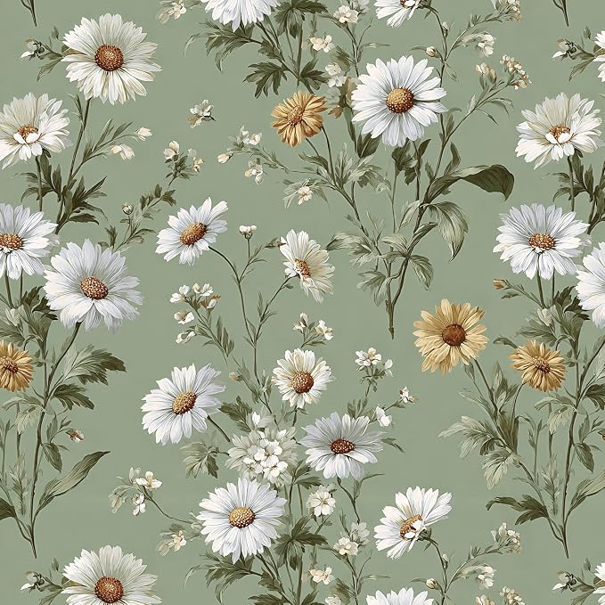 Livebor Floral Peel and Stick Wallpaper Green Flower Wallpaper Peel and Stick by LiveborDirectWallpaper