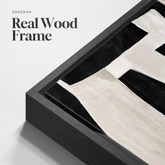 Extra Large Framed Black and White Abstract Wall Art - Image 5