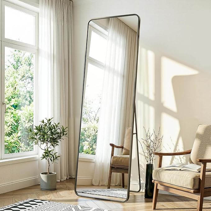 Delma Full Length Mirror, Wall Mounted, Freestanding or Leaning, Rounded by Delma