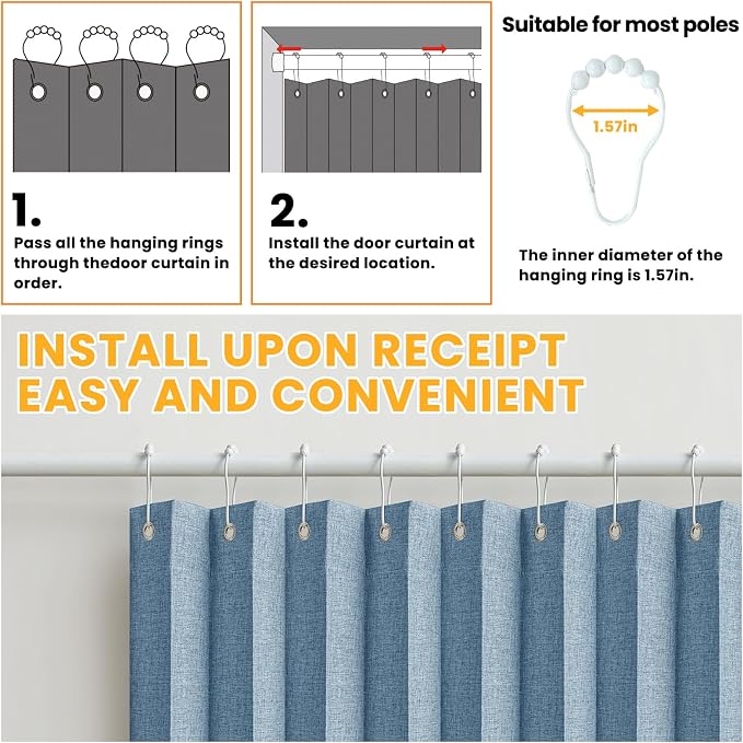 AJAZZ 100% Blackout Accordion Door Closet Door Curtain Invisible Applicable - Image 6