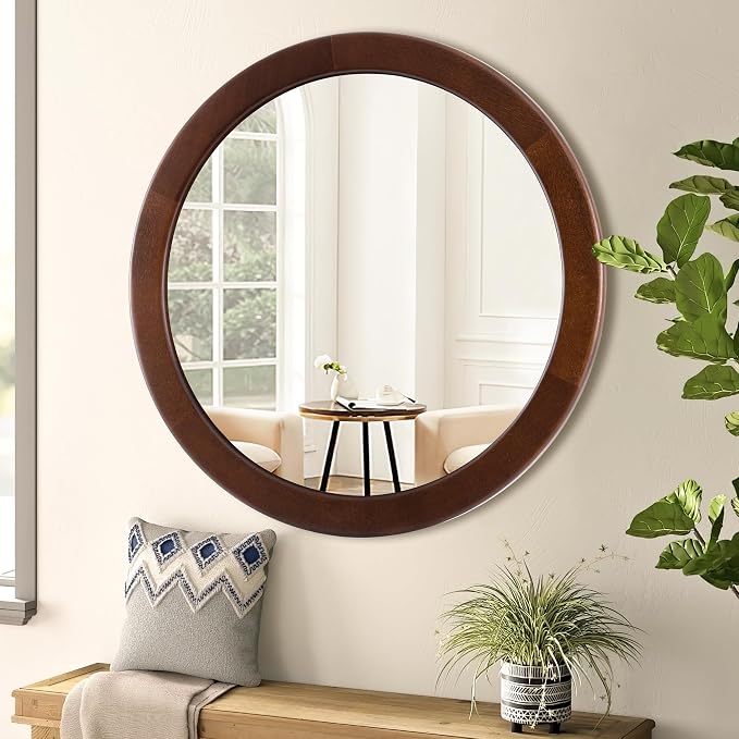 CULER Round Wood Mirror 24 Inch, Circle Mirror - Image 2