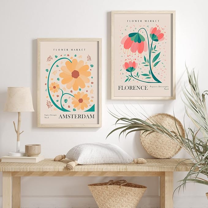 AnyDesign 9 Pcs Flower Market Decoration Matisse Wall Art Prints Floral Poster - Image 5