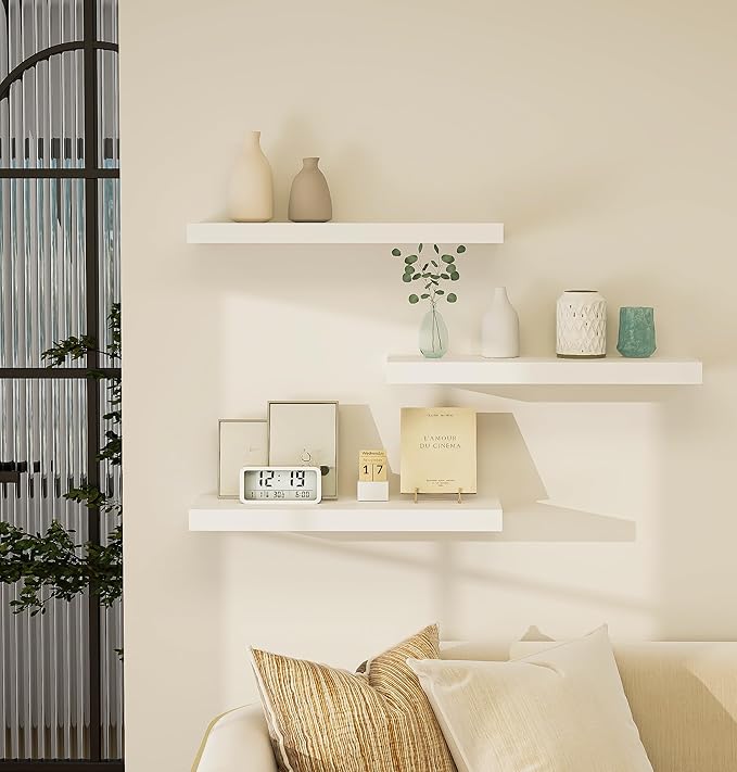 Vervida White Floating Shelves for Wall 24" W x 7.9" D x 1.5" H, Modern Style - Image 2