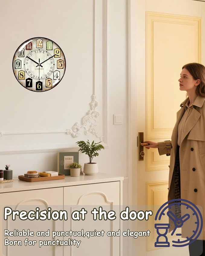 Decorative Wall Clocks Batterys Operated, Retro Wall Clock - Image 7