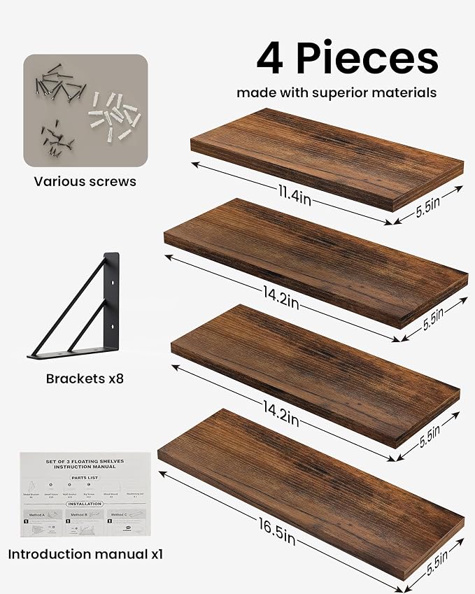 BAYKA Wall Shelves for Bathroom Decor, Floating Wall Shelves for Living Room - Image 8